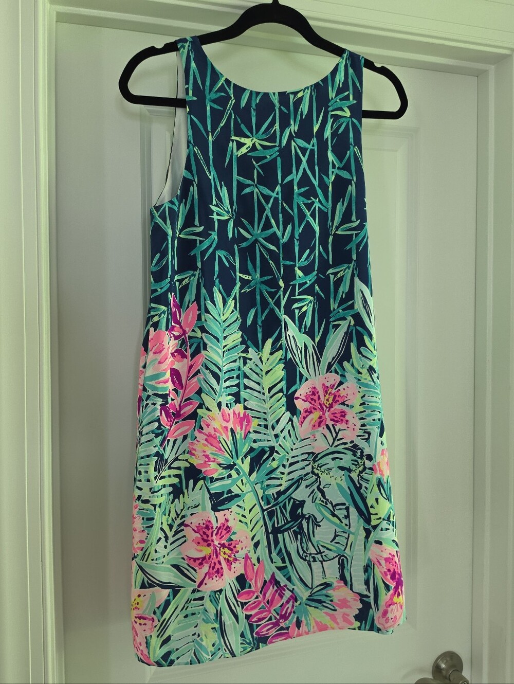 Lilly Pulitzer Navy Silk Mini Dress with Teal and Pink Floral Print - Picture 5 of 7